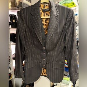 Dolce & Gabbana Black and Brown Striped Blazer
